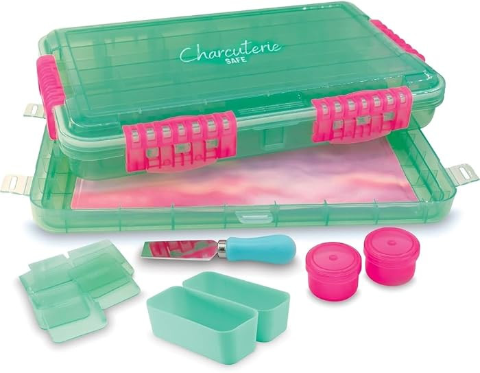 Charcuterie Safe 2.0 with Ice Pack - Waterproof Charcuterie Board with Lid, Customizable Dividers, Mini Containers & Cheese Knife - BPA-Free, Food Safe Tackle Box Organizer - Seafoam Green | Amazon (US)
