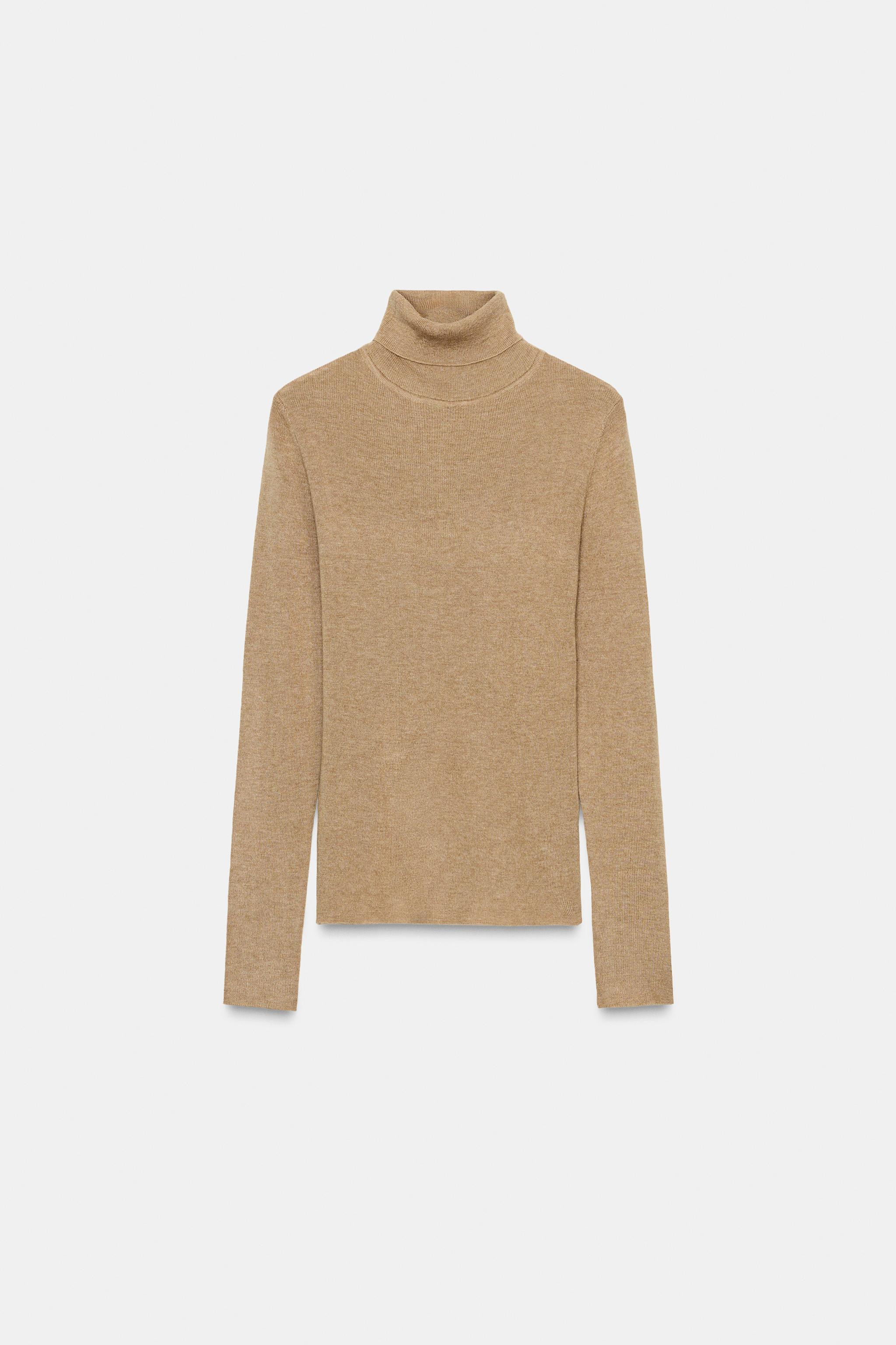 WOOL BLEND HIGH COLLAR JUMPER | Zara US