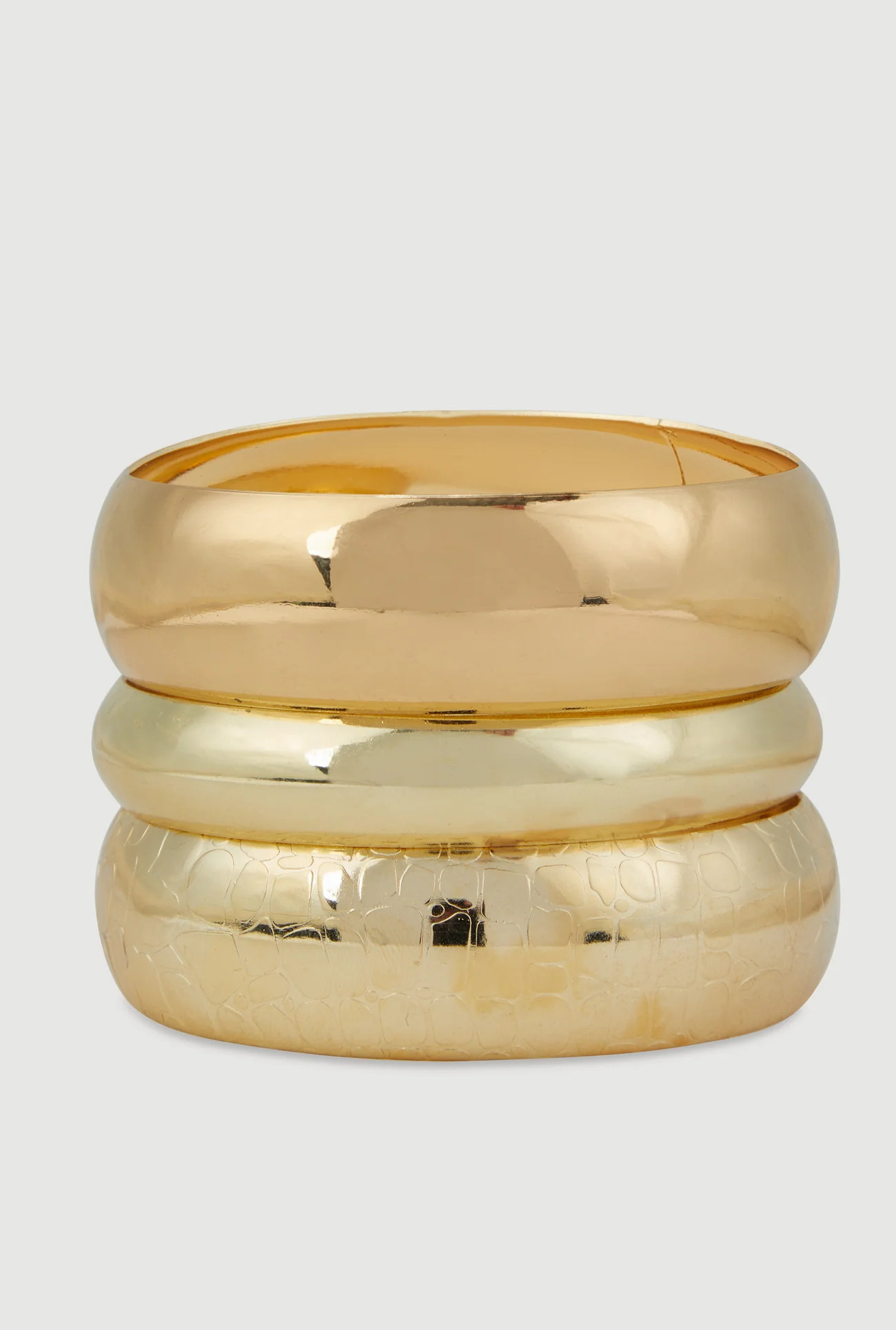 Plus Size Wide Metallic Bangles Set of 3 | Rainbow Shops
