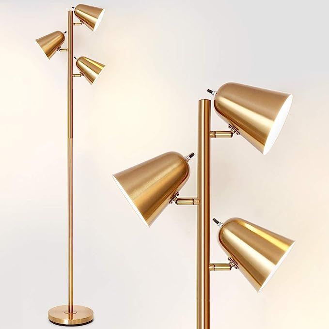 HAITRAL Adjustable Floor Lamp - Modern Pole Lamp 3 Light Tree, Standing Tall Lamp for Living Room... | Amazon (US)