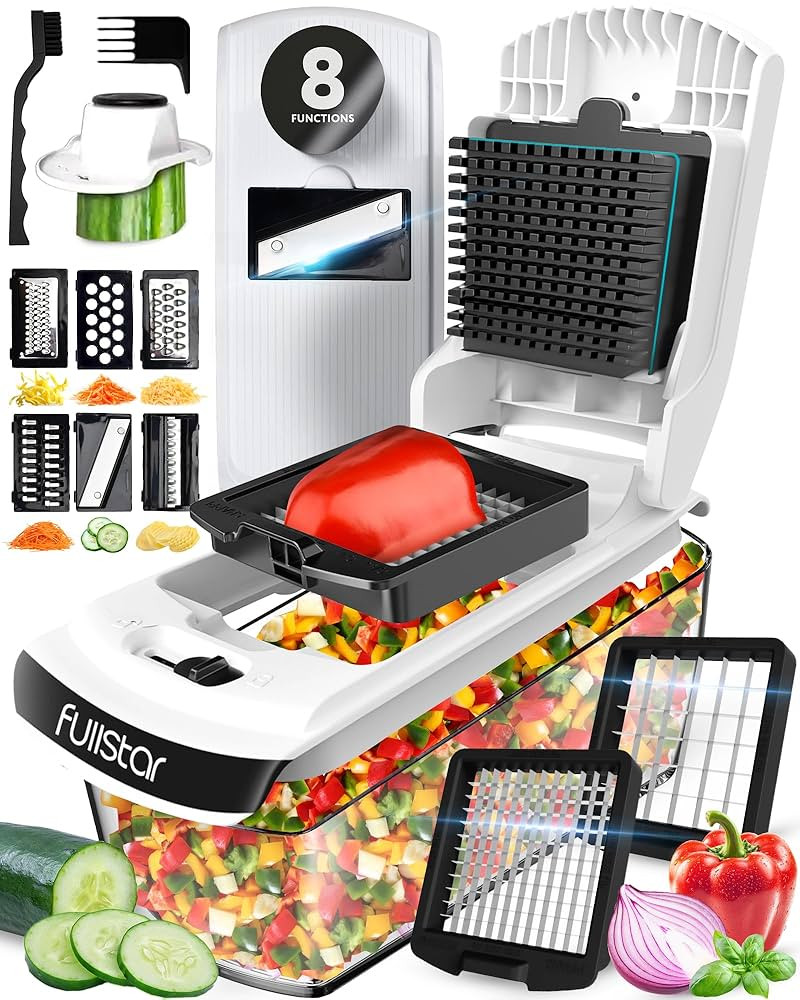 Fullstar Vegetable Chopper and Spiralizer - Food Chopper with Container, Fruit Slicer, Kitchen Ga... | Amazon (US)