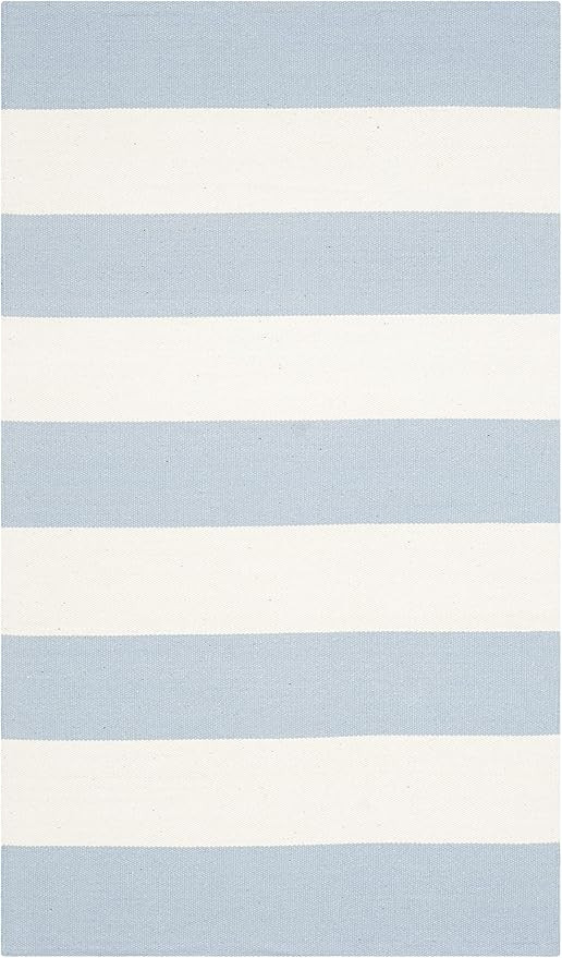 SAFAVIEH Montauk Collection Accent Rug - 2'3" x 5', Sky Blue & Ivory, Handmade Flatweave Cotton, ... | Amazon (US)