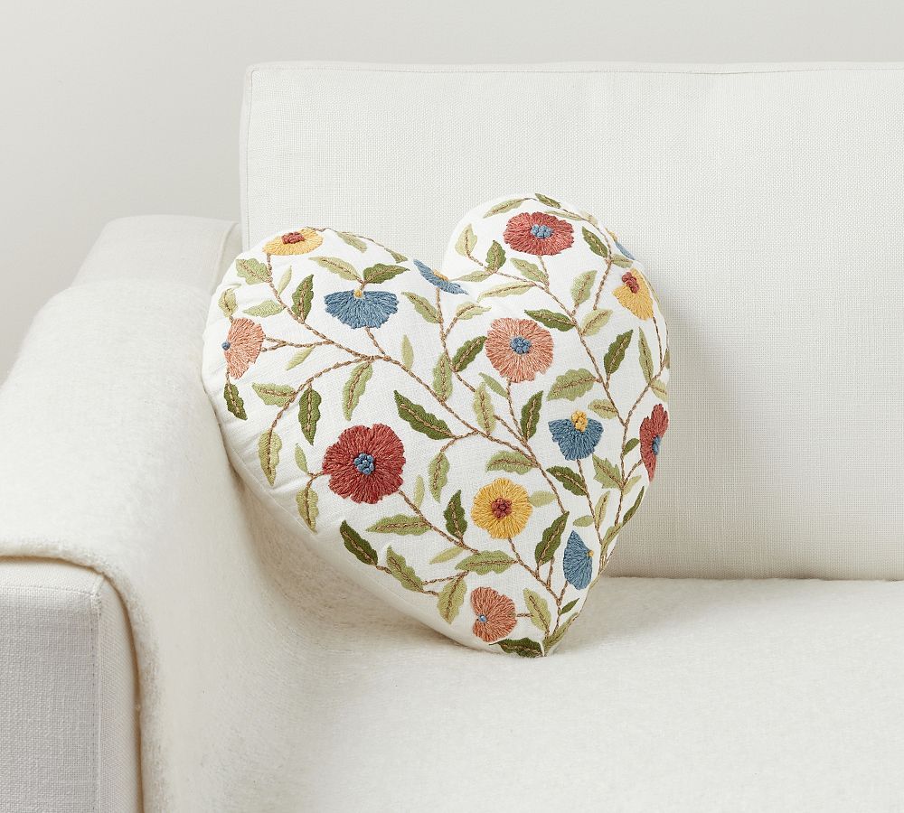 Spring Floral Heart Shaped Pillow | Pottery Barn (US)