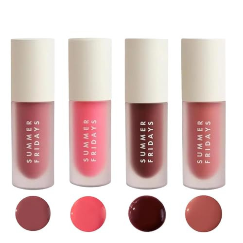 Summer Fridays Dream Lip Oil Set - High Shine, Non-Sticky, Skin Care Infused Tinted Lip Gloss Oil with Hydrating Vitamin E - Includes Rosewoods Nights, Pink Cloud, Soft Mauve, + Blush Dreams (4 ct) | Amazon (US)