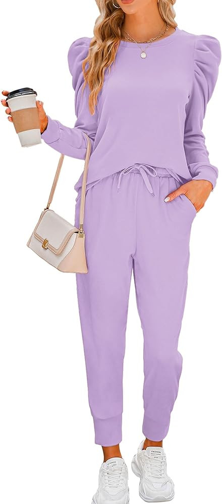 Onedreamer Sweatsuits for Women 2 Piece Outfits Puff Long Sleeve Crewneck Pullover Sweatshirt Jog... | Amazon (US)