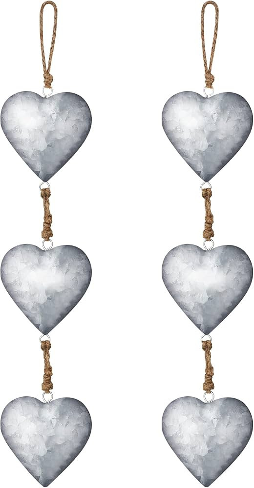 Moxweyeni 2 Pieces Metal Heart Wall Decor Galvanized Heart Wall Hanging Sign Valentine's Day Rust... | Amazon (US)