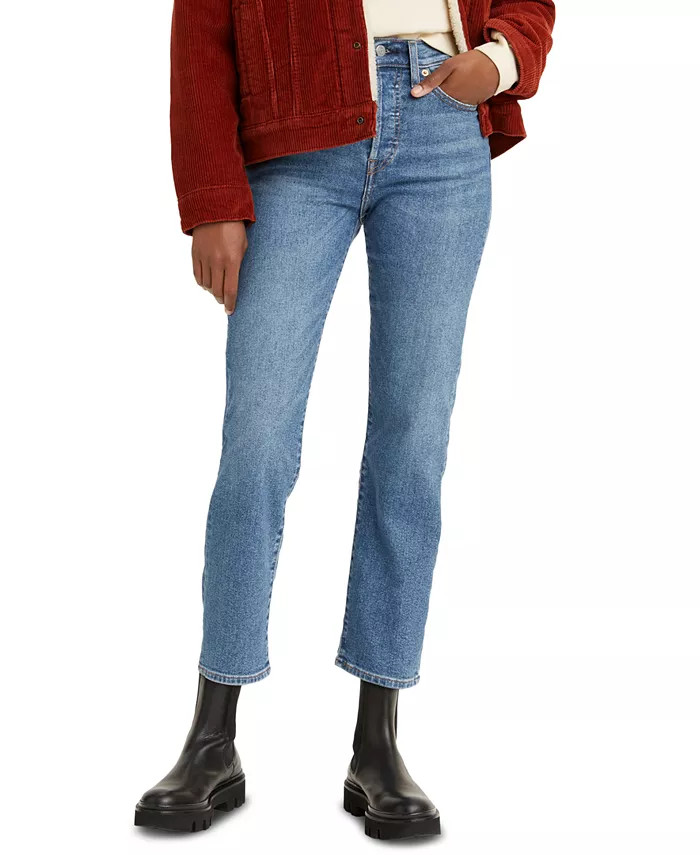 Women's Wedgie Straight-Leg High Rise Cropped Jeans | Macy's