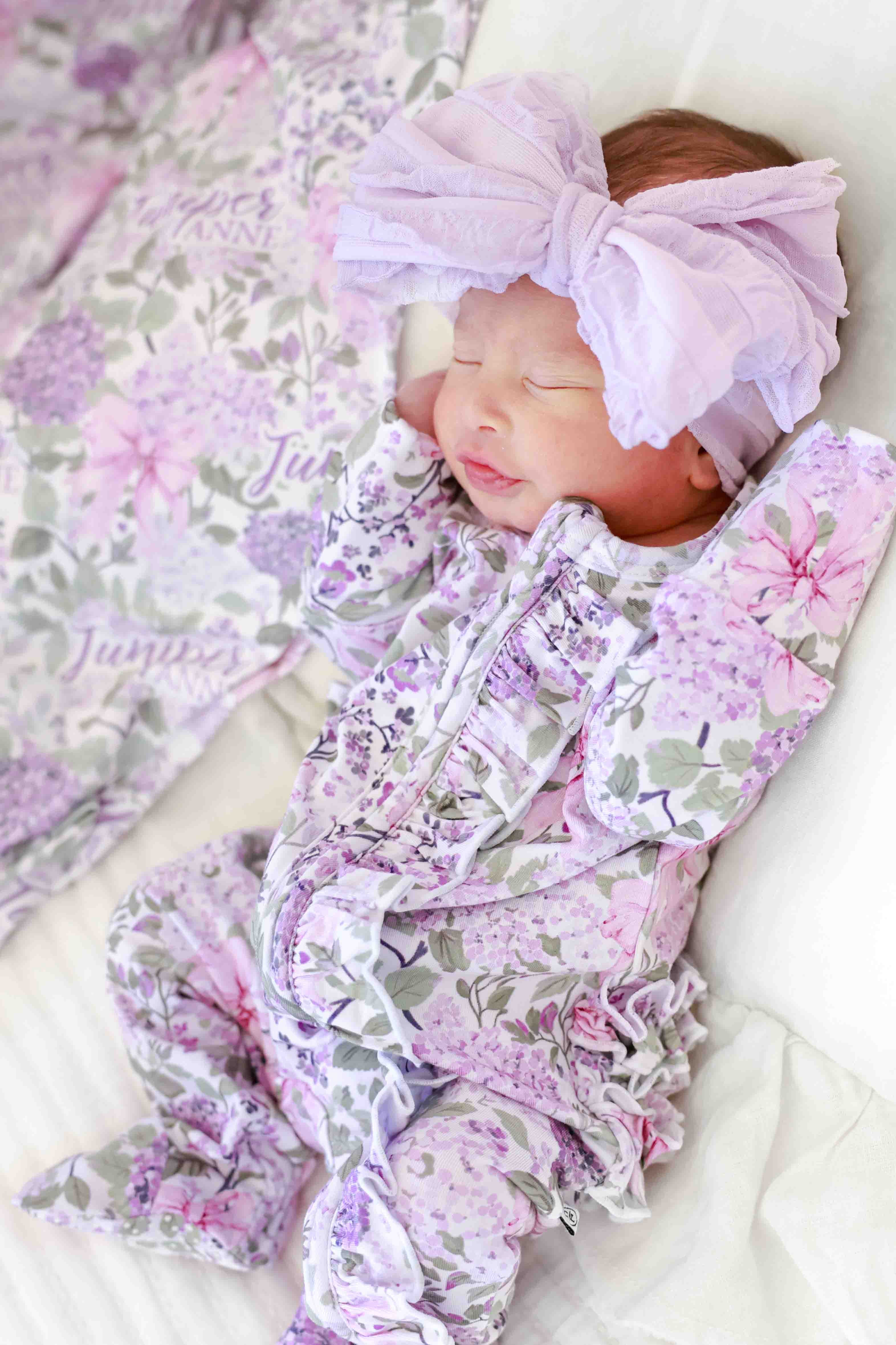 Ruffle Zipper Footie | Lavender Lullaby | Caden Lane