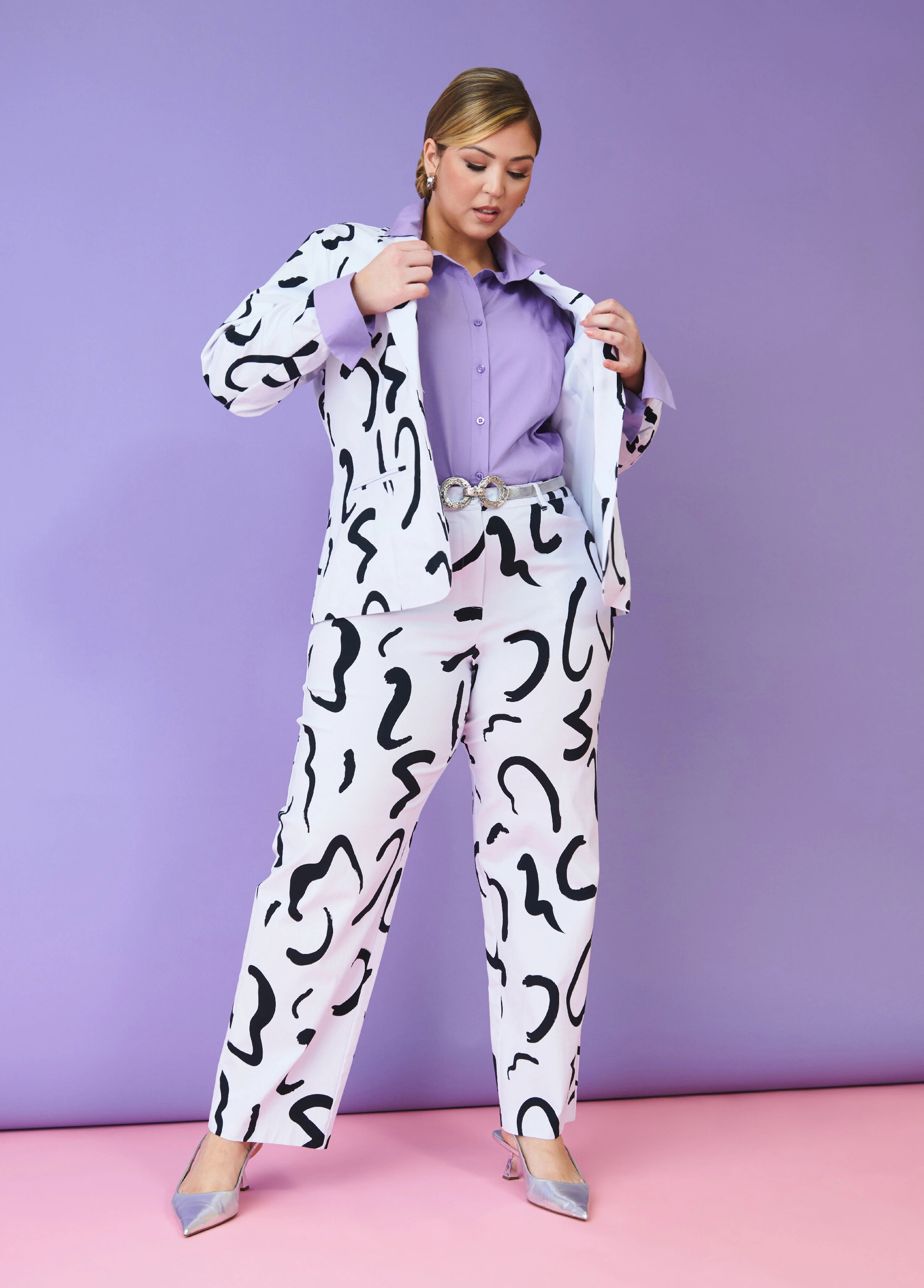 Abstract Power Twill Trousers | Ashley Stewart