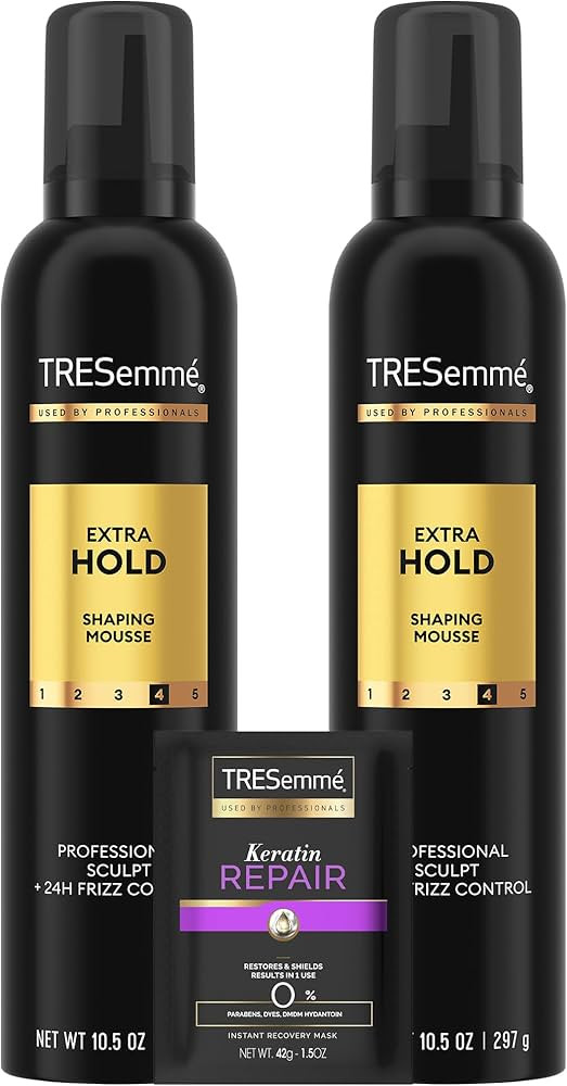 TRESemmé Shaping Mousse, Extra Hold 2-Pack – Moisturizing Hair Mousse for Sculpting, 24H Fri... | Amazon (US)