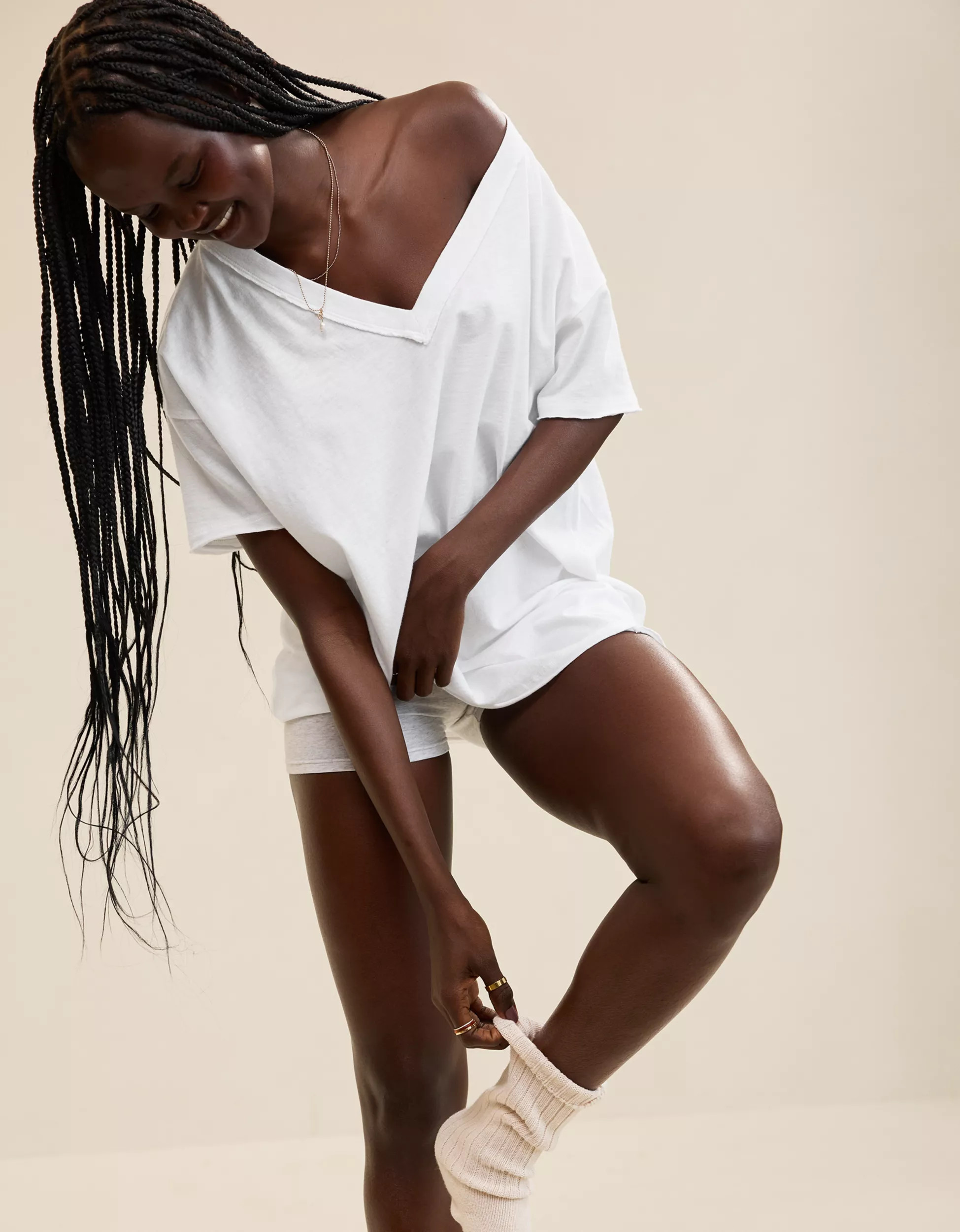 Aerie Oversized V-Neck Boyfriend T-Shirt | Aerie