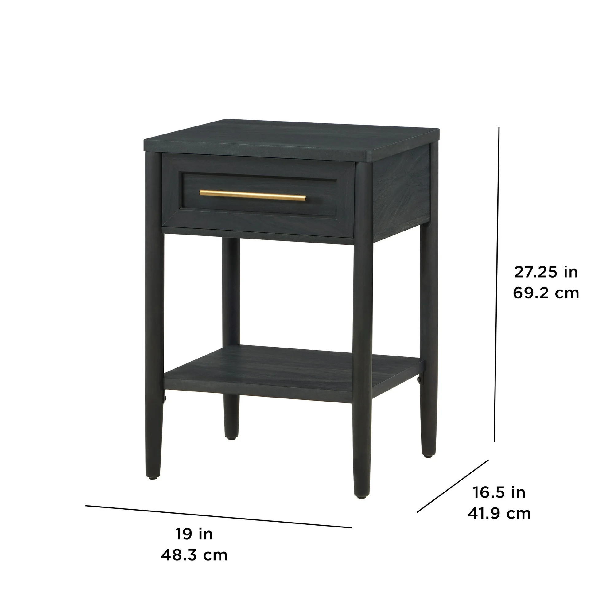 Better Homes & Gardens Oaklee Square End Table with Small Storage Drawer, Charcoal Finish | Walmart (US)