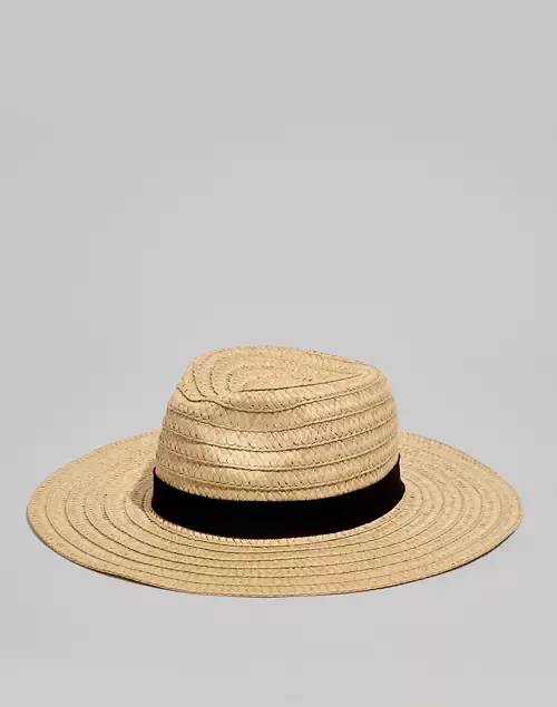 Hurley Women's Straw Hat - Capri Medium Brim Real Straw Lifeguard Sun Hat with Chin Strap