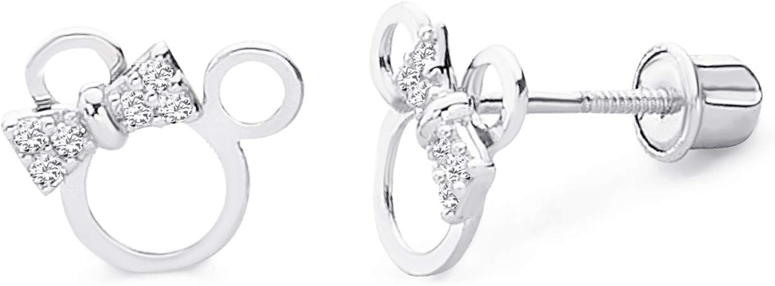 14k REAL Yellow OR White Gold Mouse Stud Earrings with Screw Back | Amazon (US)