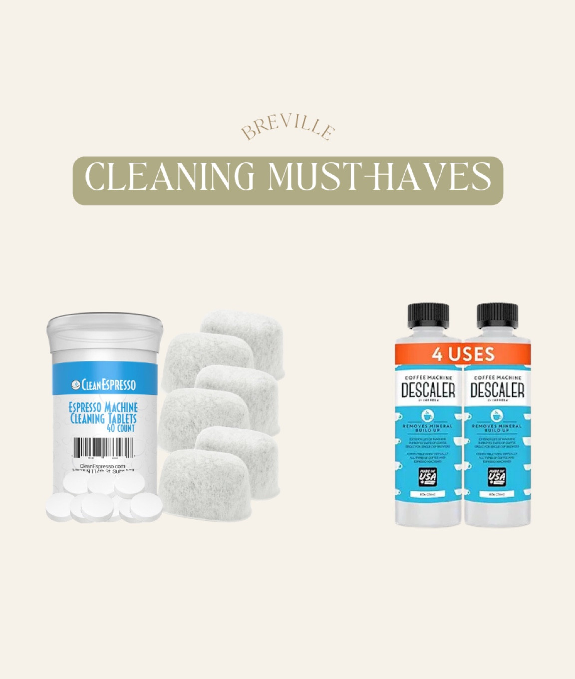 This is what I use to clean my breville espresso machine! I have the breville barista pro and it pops up on the screen when I need to descale or flush!