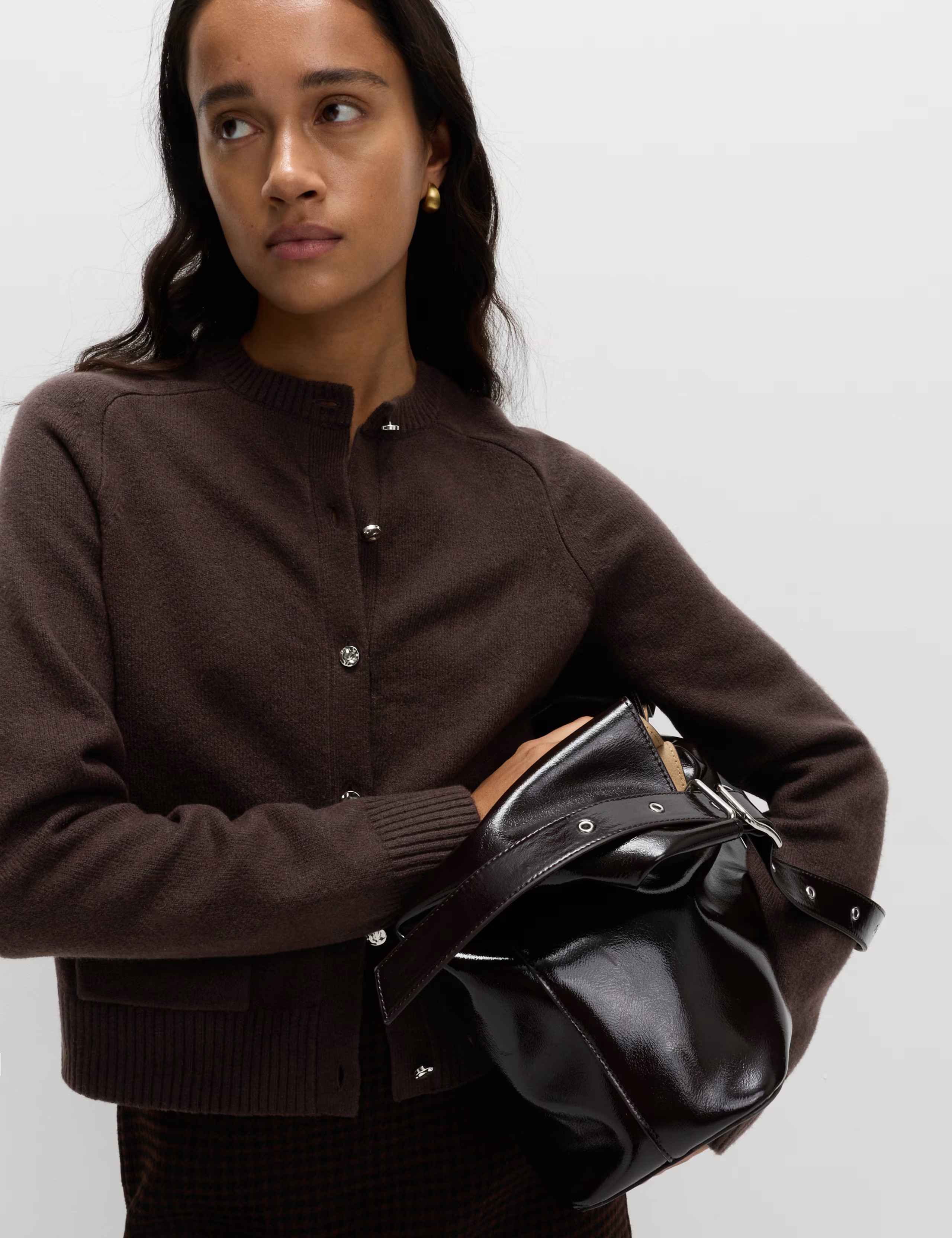 Air-Yarn Crew Neck Button Front Cropped Cardigan | Marks & Spencer (UK)