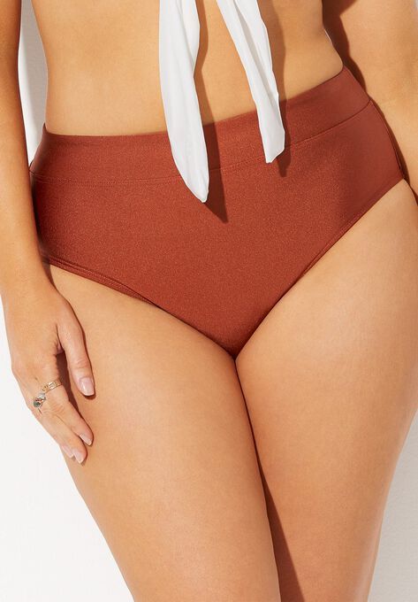 Metallic High Waist Bikini Bottom | Swimsuitsforall.com