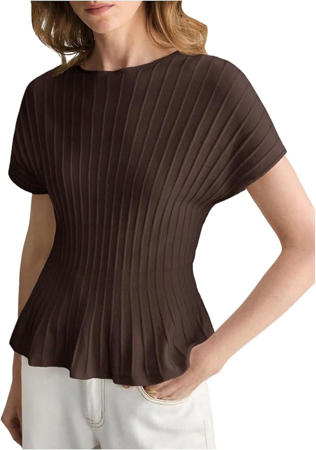 MakeMeChic Women's Dressy Peplum Tops Ruffle Knit Sweater | Amazon (US)