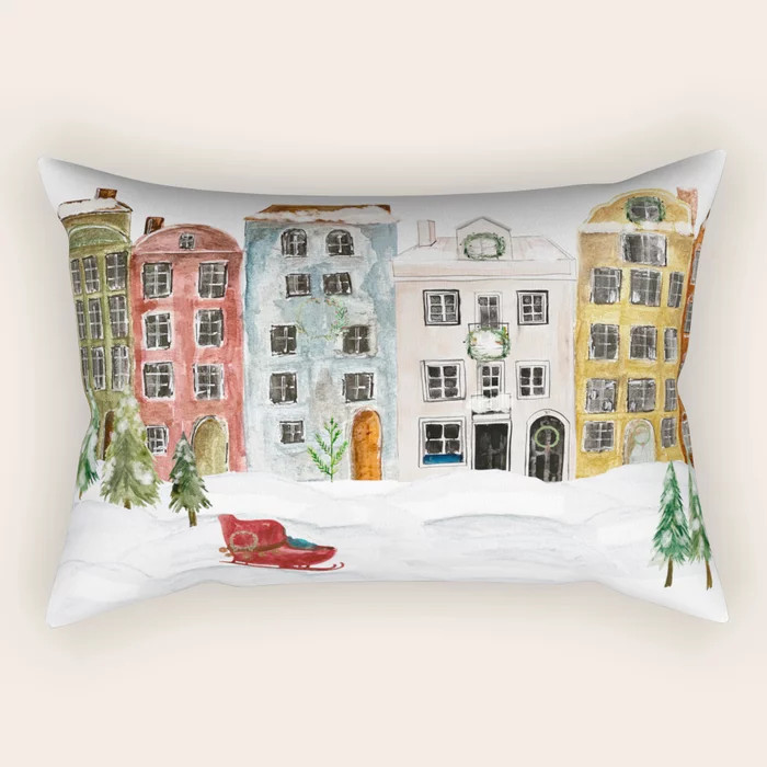 Christmas in the Village Rectangular Pillow by Jennifer Rizzo Design Company | Society6