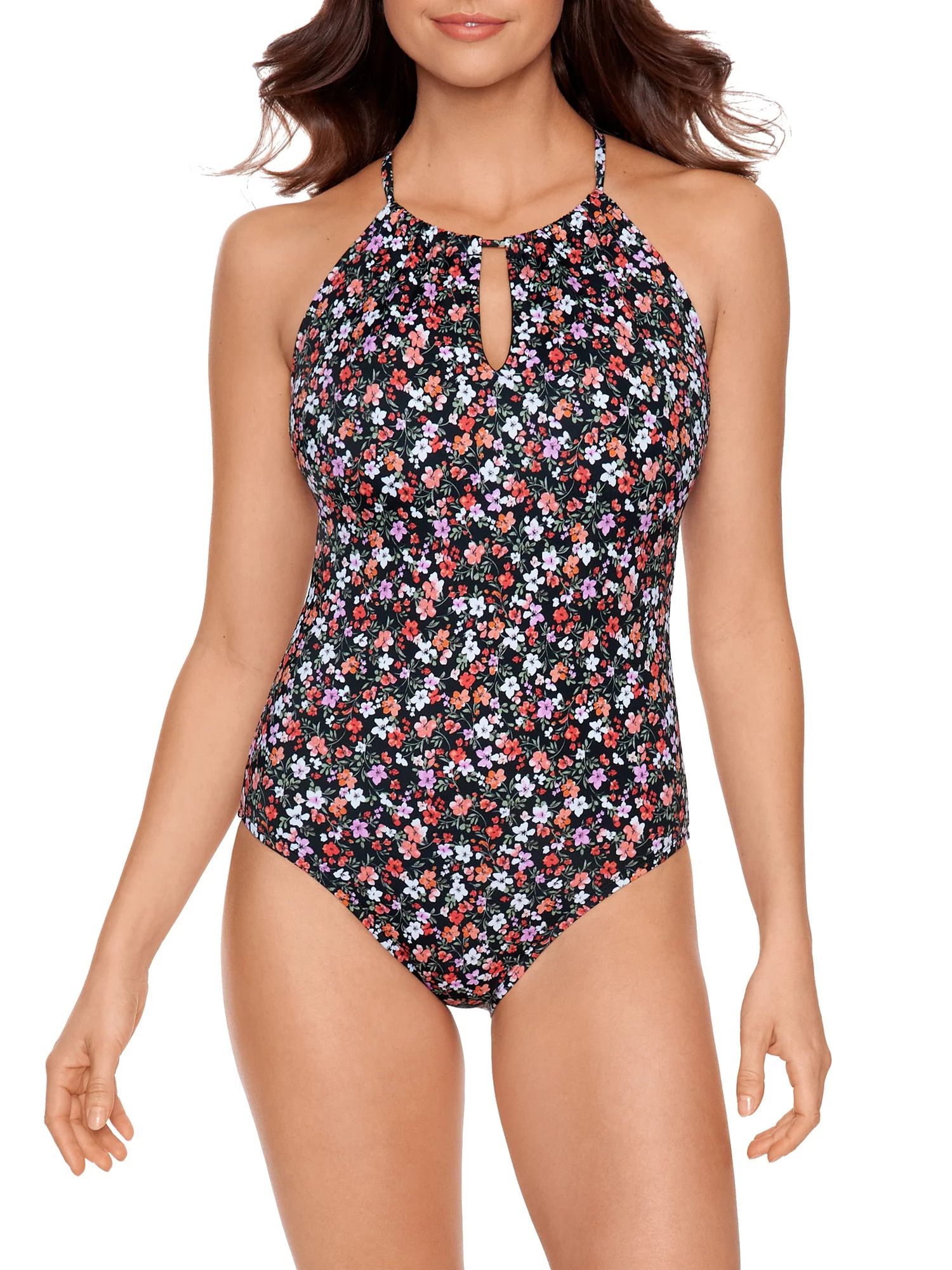 Time and Tru Women’s and Women's Plus Ditsy Floral One Piece Swimsuit - Walmart.com | Walmart (US)