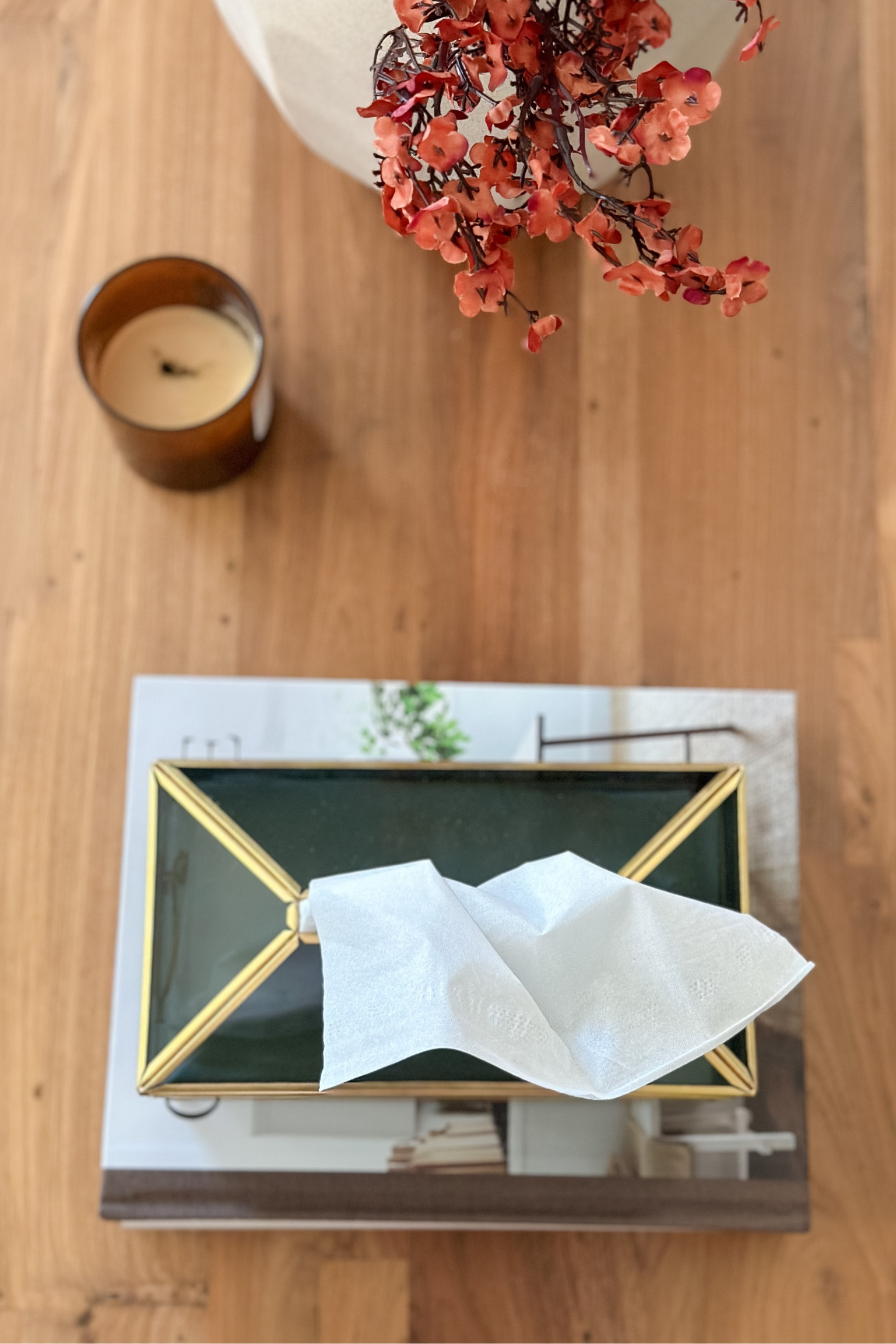 Decorative tissue box cover, faux fall stems, coffee table books, amazon home finds, fall coffee table styling.

#LTKSeasonal #LTKhome #LTKfindsunder50