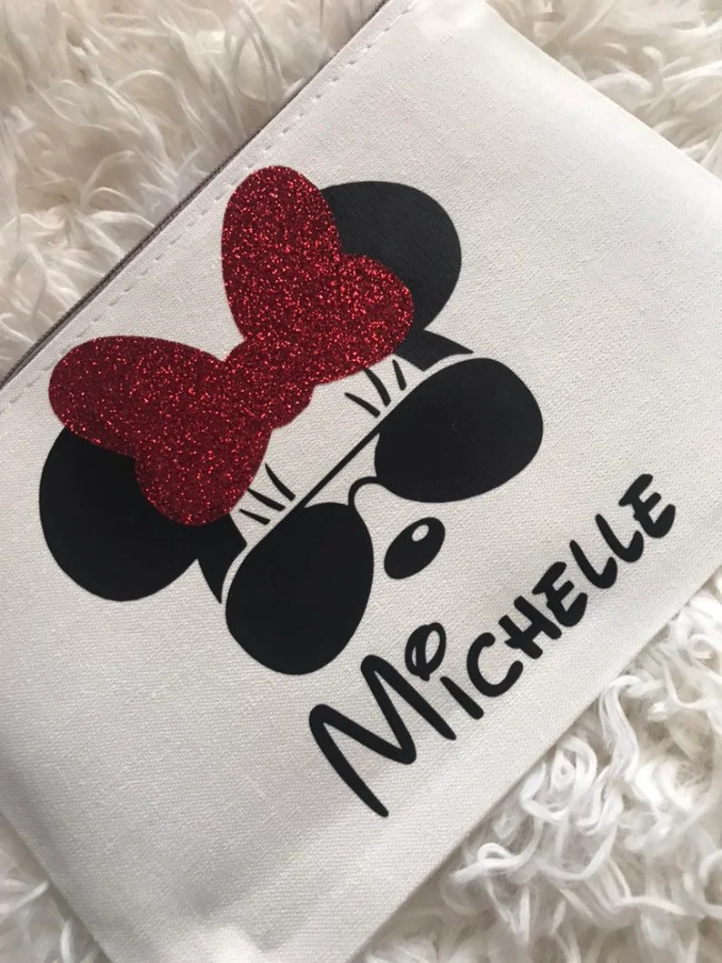 Minnie Mouse Makeup Bag Small Minnie Inspired Canvas Bag | Etsy | Etsy (US)