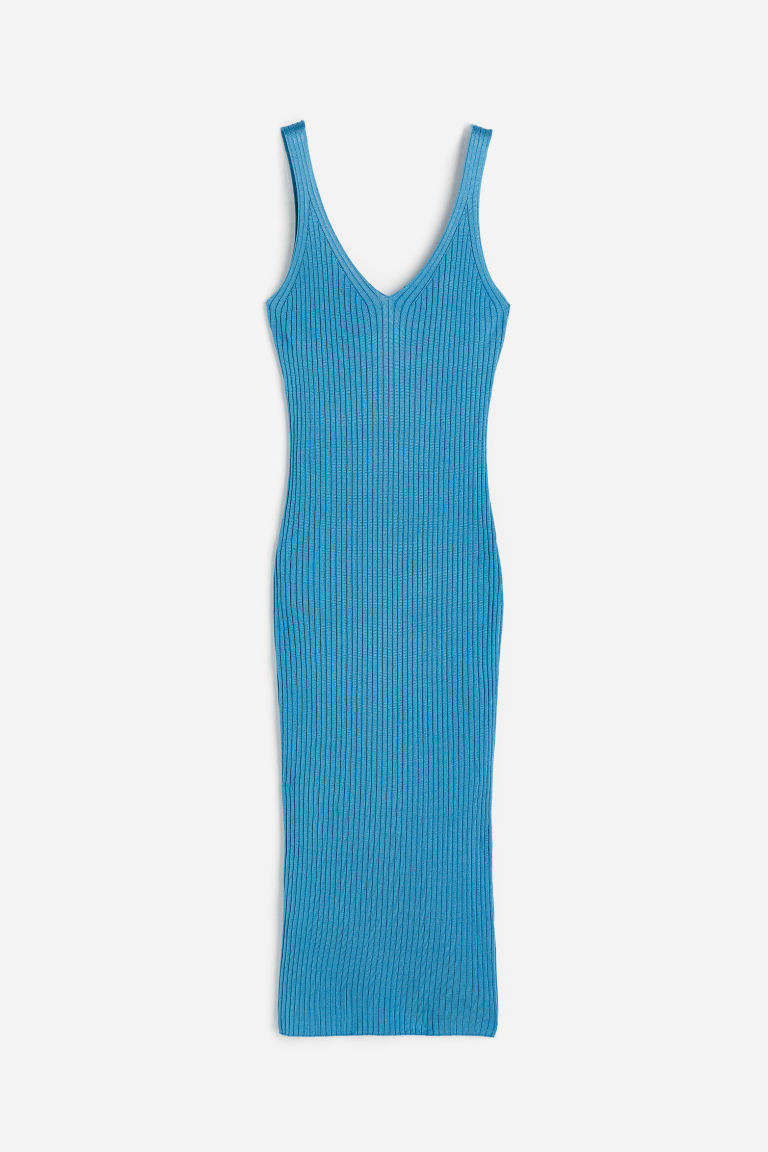 H & M - Rib-knit bodycon dress - Blue | H&M (UK, MY, IN, SG, PH, TW, HK)