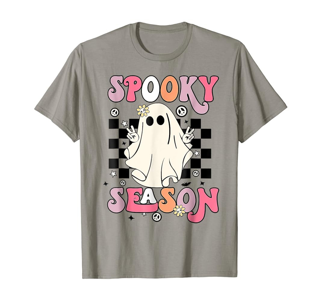 Retro Hippie Halloween Cute Ghost Spooky Season Funny Gifts T-Shirt | Amazon (US)