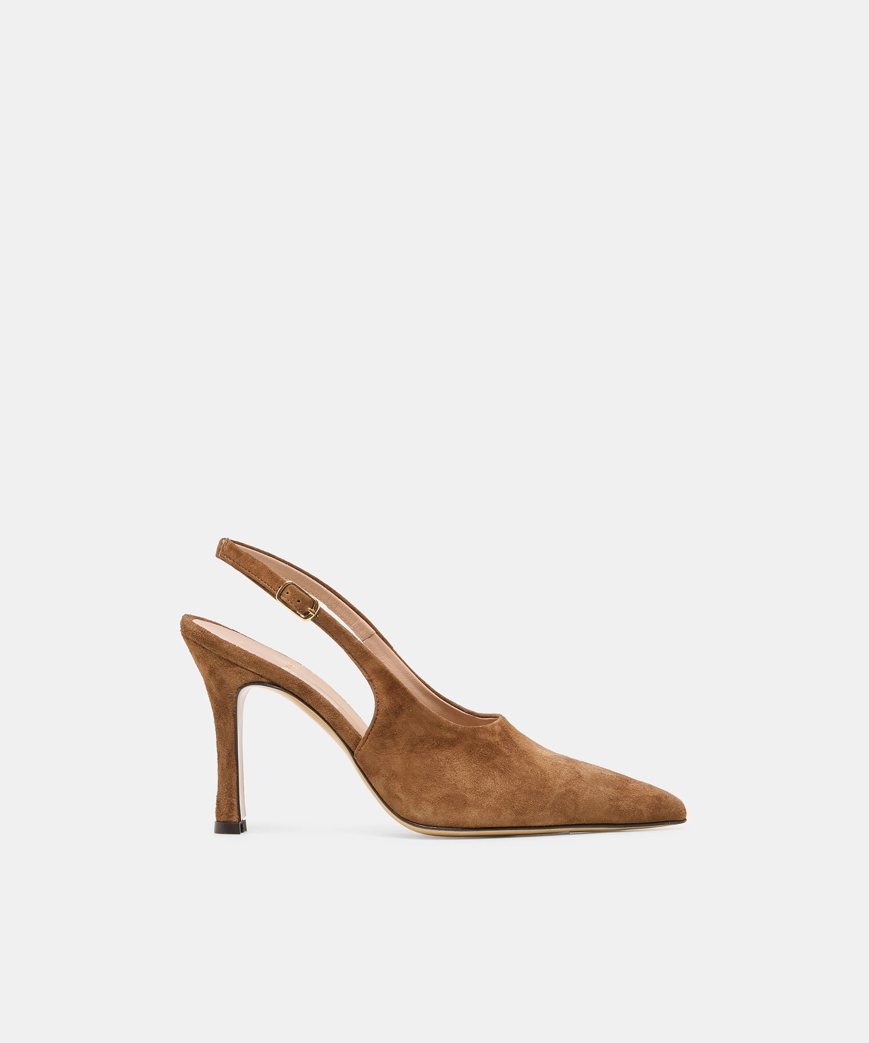 ALINNA Brown Suede Closed-Toe Sling-Back Stiletto Heels | Dolce Vita | DolceVita.com