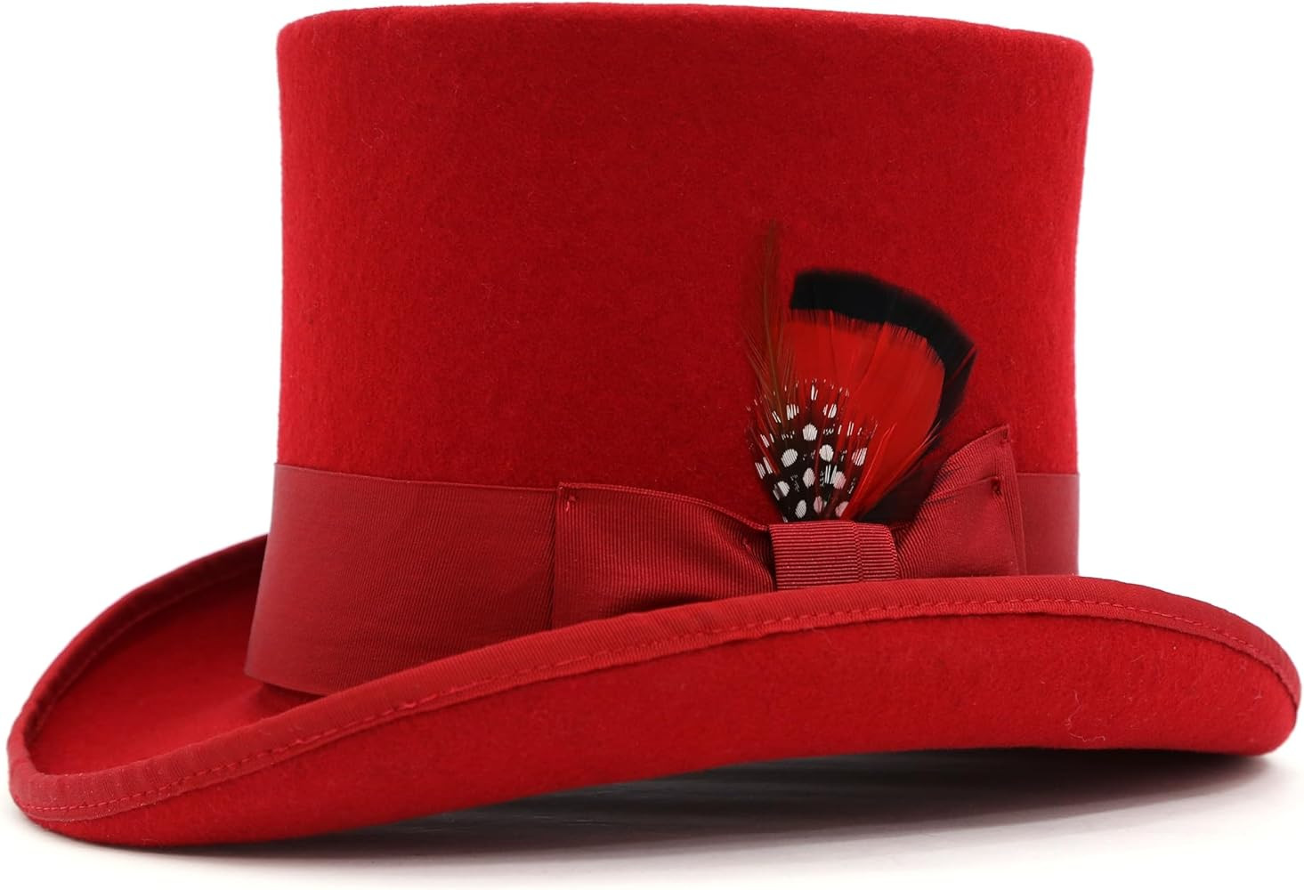 Wool Felt Top Hat /18 Colors/with Grosgrain Ribbon and Removable Feather- Unisex, Men, Women | Amazon (US)