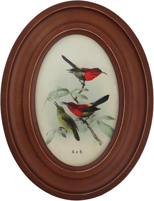 4x6 Oval Wood Picture Frame - Vintage Decor Photo Frame with Glass - Classic Oval Wood Frame for ... | Amazon (US)