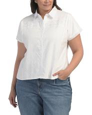 Plus Peplum Eyelet Top | TJ Maxx
