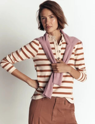 Boden Women's Ruffle Collar Mariner in Brown | Size 0 | Boden (US)
