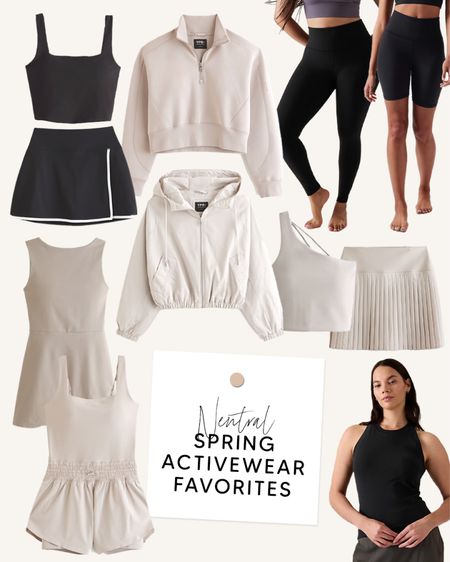 neutral spring activewear i’m currently loving 🤍 black workout sets, cream tennis dresses, casual zip ups & everyday black leggings  

#LTKActive #LTKfitness