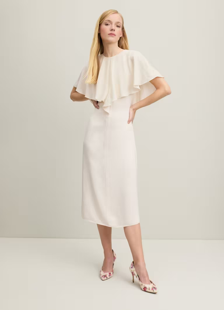Sadie Cream Cape-Detail Dress | L.K. Bennett (UK)