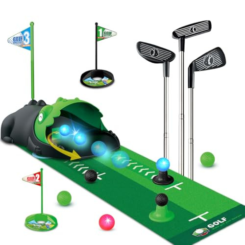 Upgraded Kids Toy Golf Set with Dinosaur Automatic Golf Returner, Led Light Up Night Golf Balls, ... | Amazon (US)
