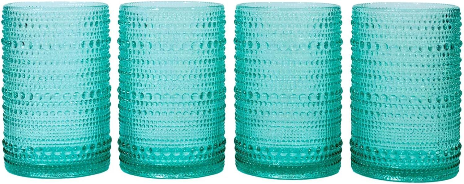 Greenline Goods Hobnail Drinking Glasses - Green 14 oz Thick Modern Kitchen Glassware Set - Uniqu... | Amazon (US)