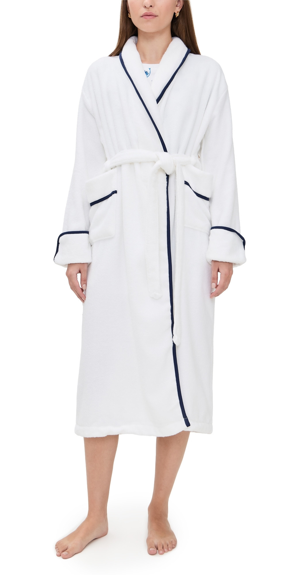 Hill House Home The Hotel Robe White/Navy XXS/XS | Shopbop