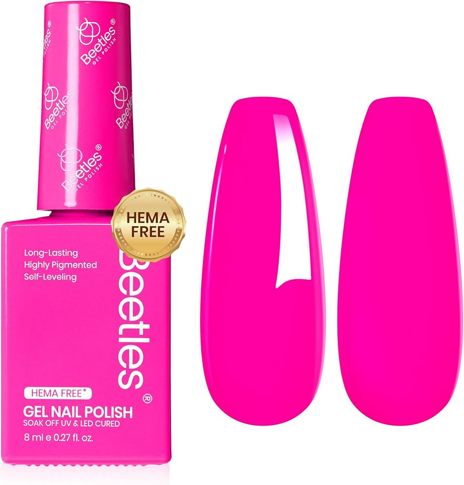 Beetles Pink Gel Nail Polish - Neon Whispers Hot Pink Gel Polish Hema Free, 8ML/0.27Fl Oz Soak Of... | Amazon (US)