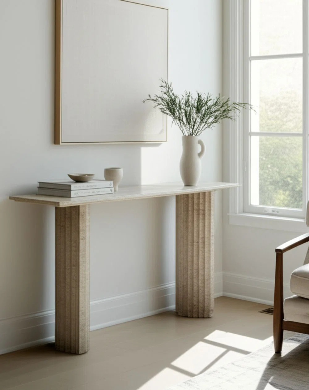 Elegant Travertine Console Table With Rectangular Shape - Modern Narrow Entryway, Sofa, Hallway, ... | Wayfair North America