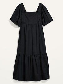 Puff-Sleeve Fit &#x26; Flare Smocked All-Day Midi Dress for Women | Old Navy (US)