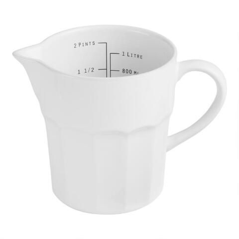 White Ceramic 1L Measuring Cup | World Market