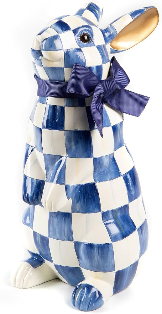 Mackenzie-Childs Bunny Figurine, Rabbit Figurine Decoration for Spring, Standing, Royal Check | Amazon (US)