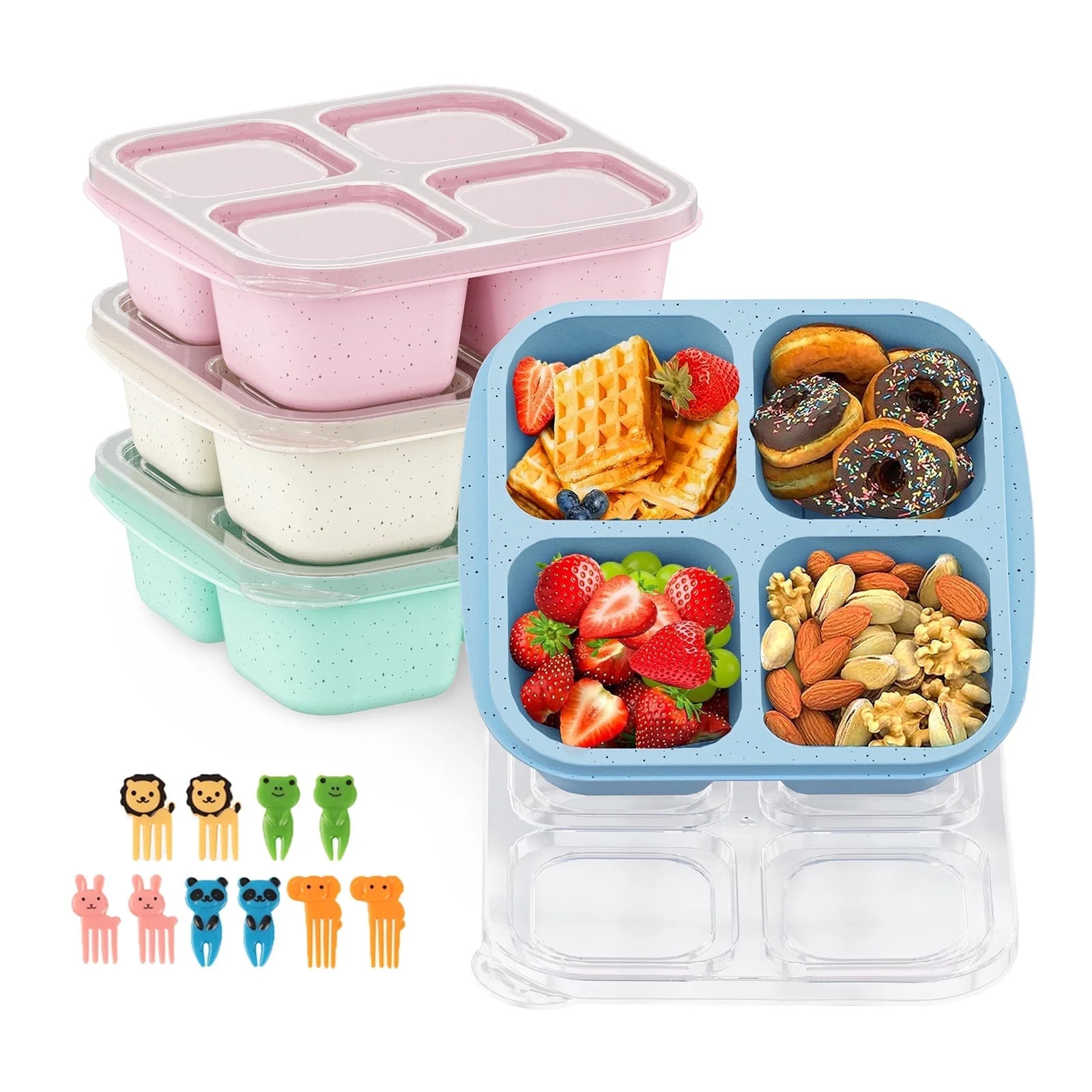 Bento Box, 4 Pack 4-Compartments Meal Prep Containers Reusable Lunch Containers, Food Storage Con... | Walmart (US)