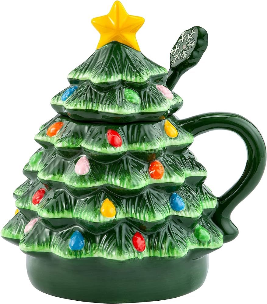 Mr. Christmas Nostalgic Tree Mug with Lid & Spoon - Green | Amazon (US)