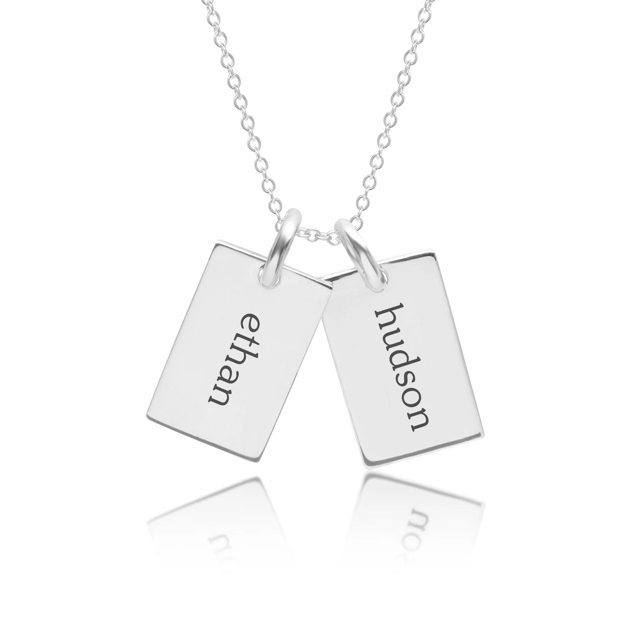 Sterling Silver Mini Dog Tag Necklace - 2 Names | Tiny Tags