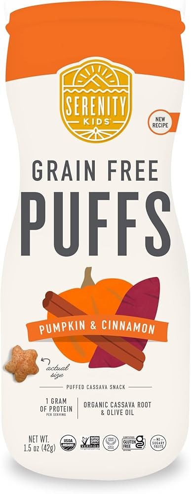 Serenity Kids 6+ Months Grain Free Puffs Toddler & Baby Snack | No Added Sugar, Gluten & Rice Fre... | Amazon (US)