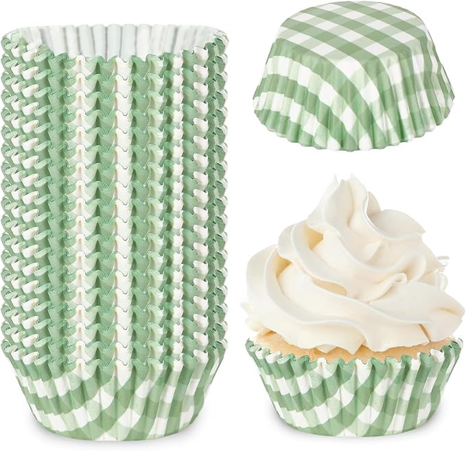 Whaline 300Pcs Sage Green Plaid Paper Baking Cups Checkered Cupcake Liners Muffin Liner Cake Pape... | Amazon (US)