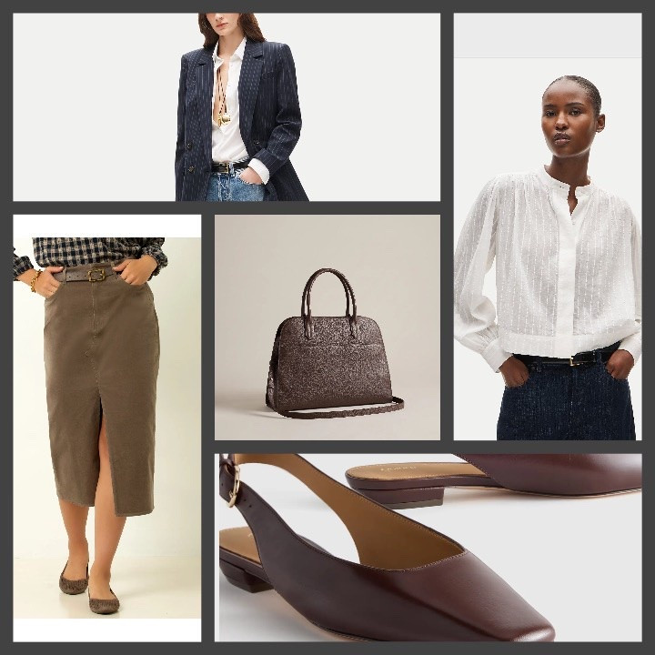 Transitioning the midi skirt into the work week. ✨ By tucking in a silk blouse and layering with a structured trench or blazer, you get that effortless "French girl" aesthetic perfect for crisp autumn days. Adding a low heel shoe or ankle boot pulls the whole look together. Grab the links to recreate this outfit below! #WorkwearStyle #MidiSkirt #FallStyle #ClassicStyle #LTKUnder100

#LTKOver40 #LTKWorkwear #LTKTravel