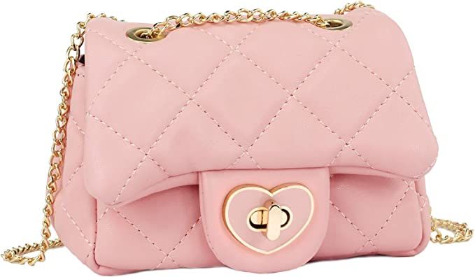 mibasies Glitter Toddler Purse for Girls Sparkly Quilted Little Girl Purses (Lambskin pink), mini | Amazon (US)